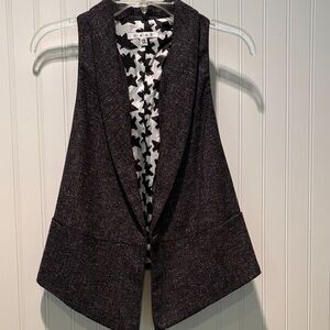 CAbi Black and White Tweed Vest Size XS
